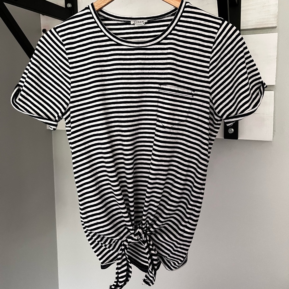 Navy and white striped Tshirt with tie waist by J.Crew